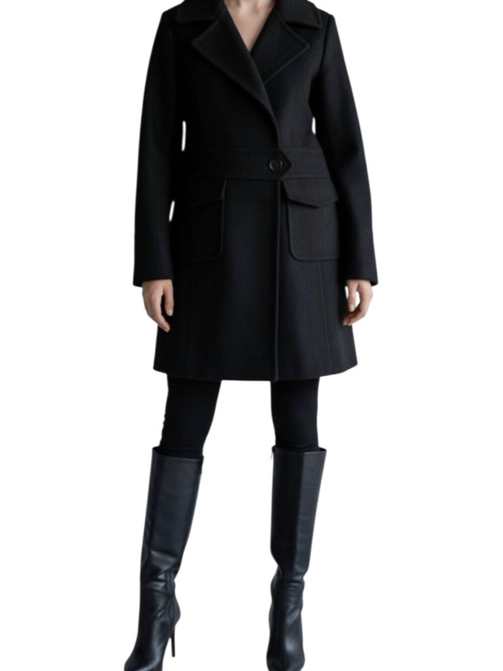 J. CREW Black Wool Blended Peacoat Size 8